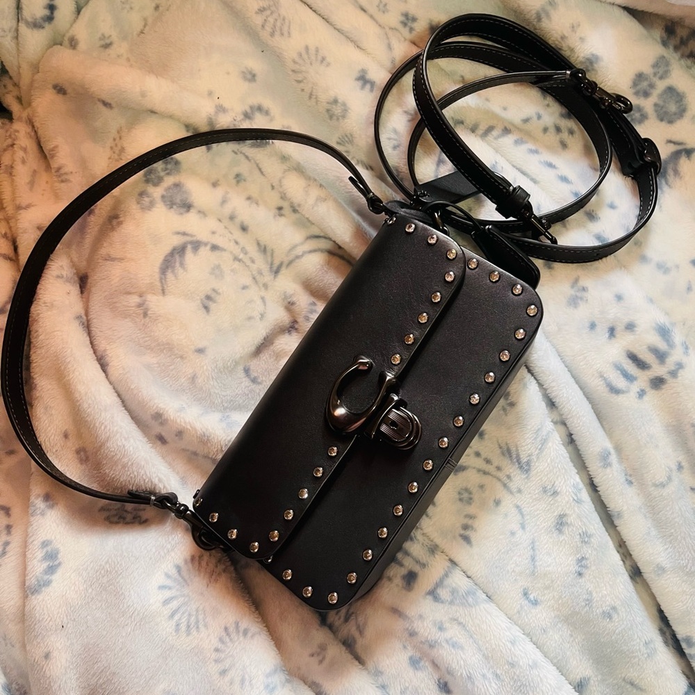 Coach Black Leather Crossbody with Studs
